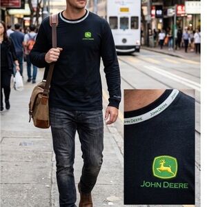 John Deere Black Long Sleeve Tee